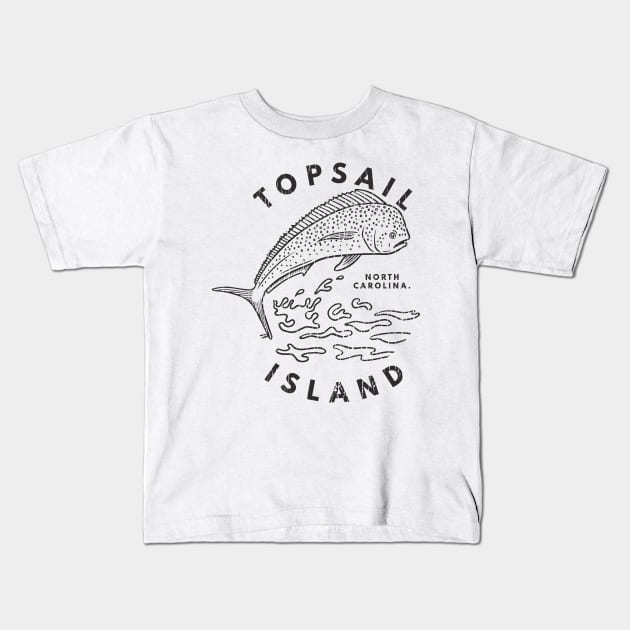 Topsail Island, NC Summertime Vacationing Mahi Mahi Big Head Fish Kids T-Shirt by Contentarama